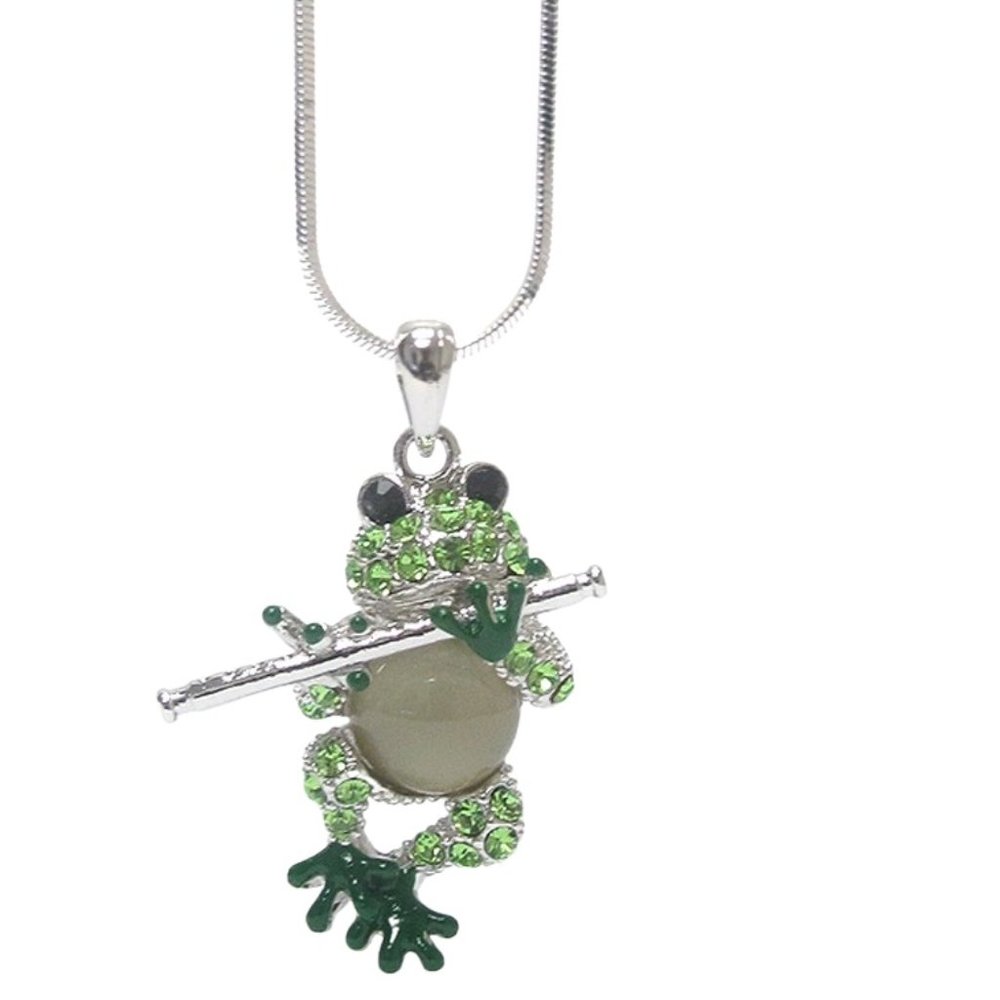 18k White Gold Crystal Flute Froggy